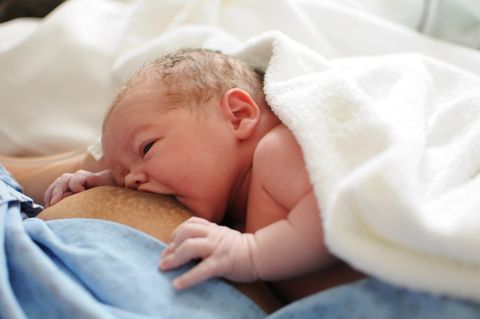 breastfed newborn, beautiful breastfed baby, breastfeeding in hospital