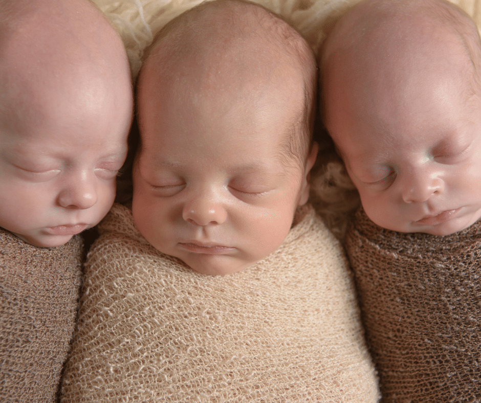 triplets, babies, swaddled triplets