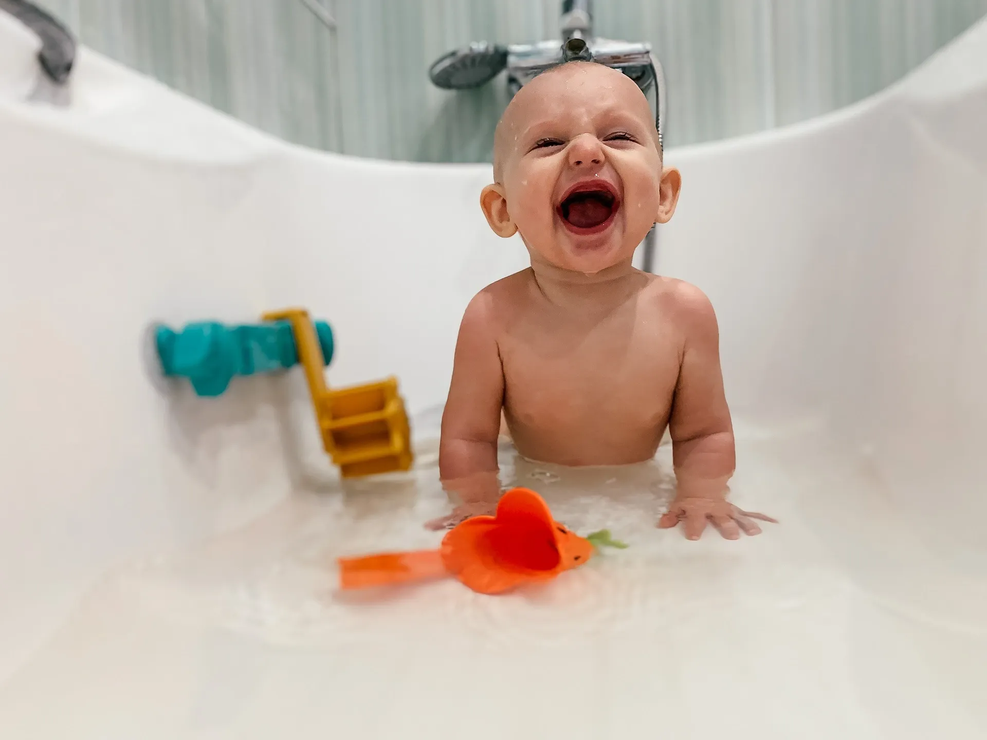 bathing baby