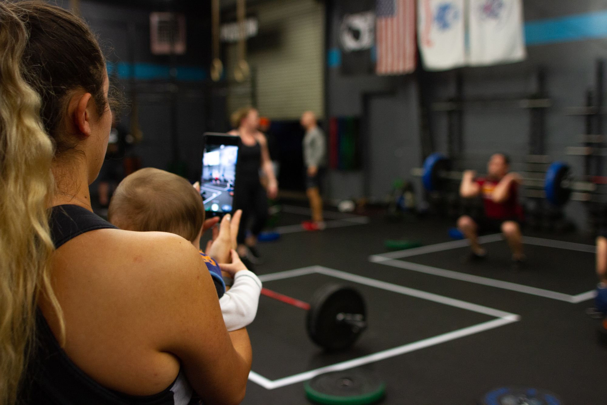 mom and baby at gym