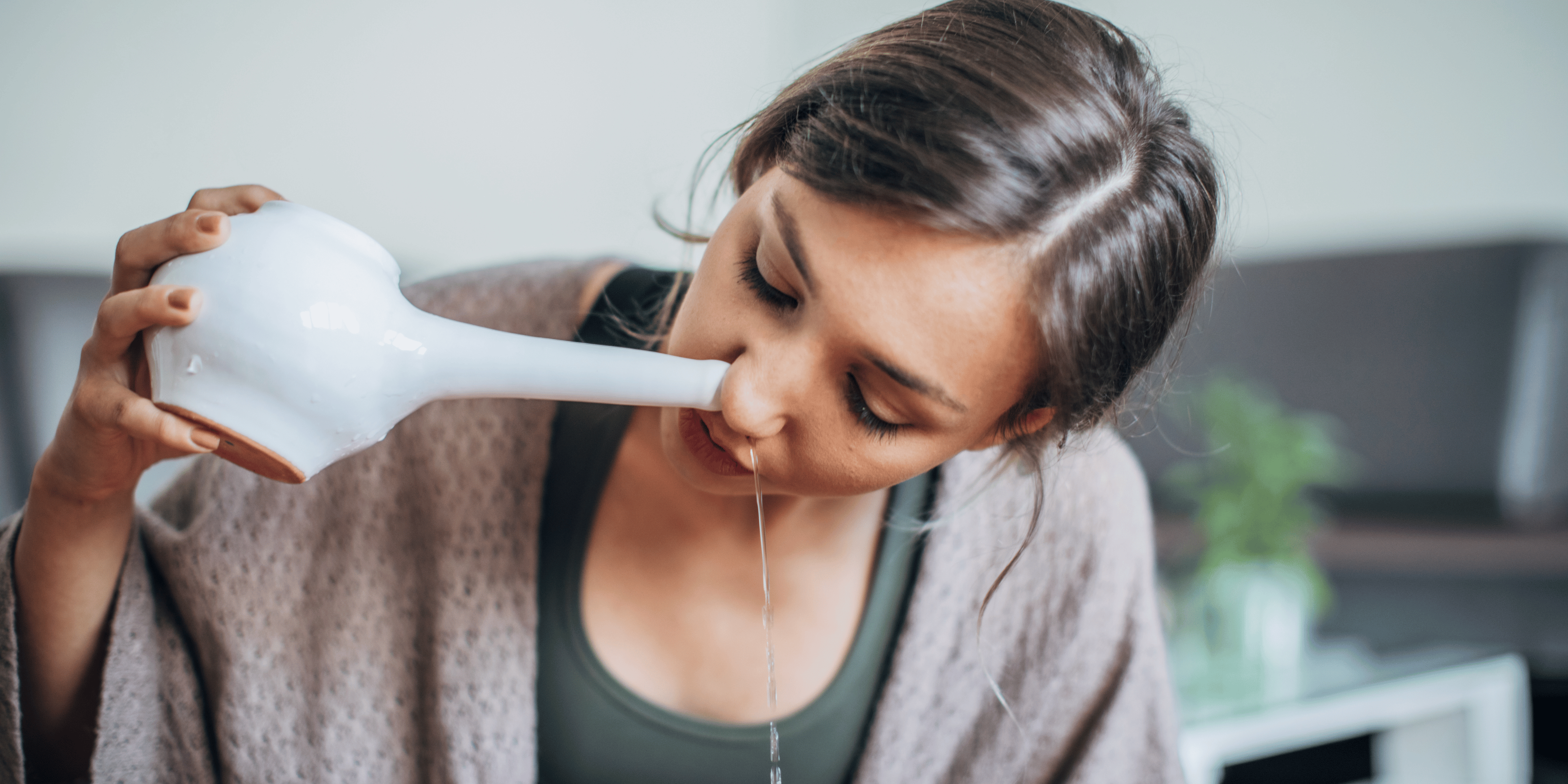 using a neti pot, nasal irrigation 