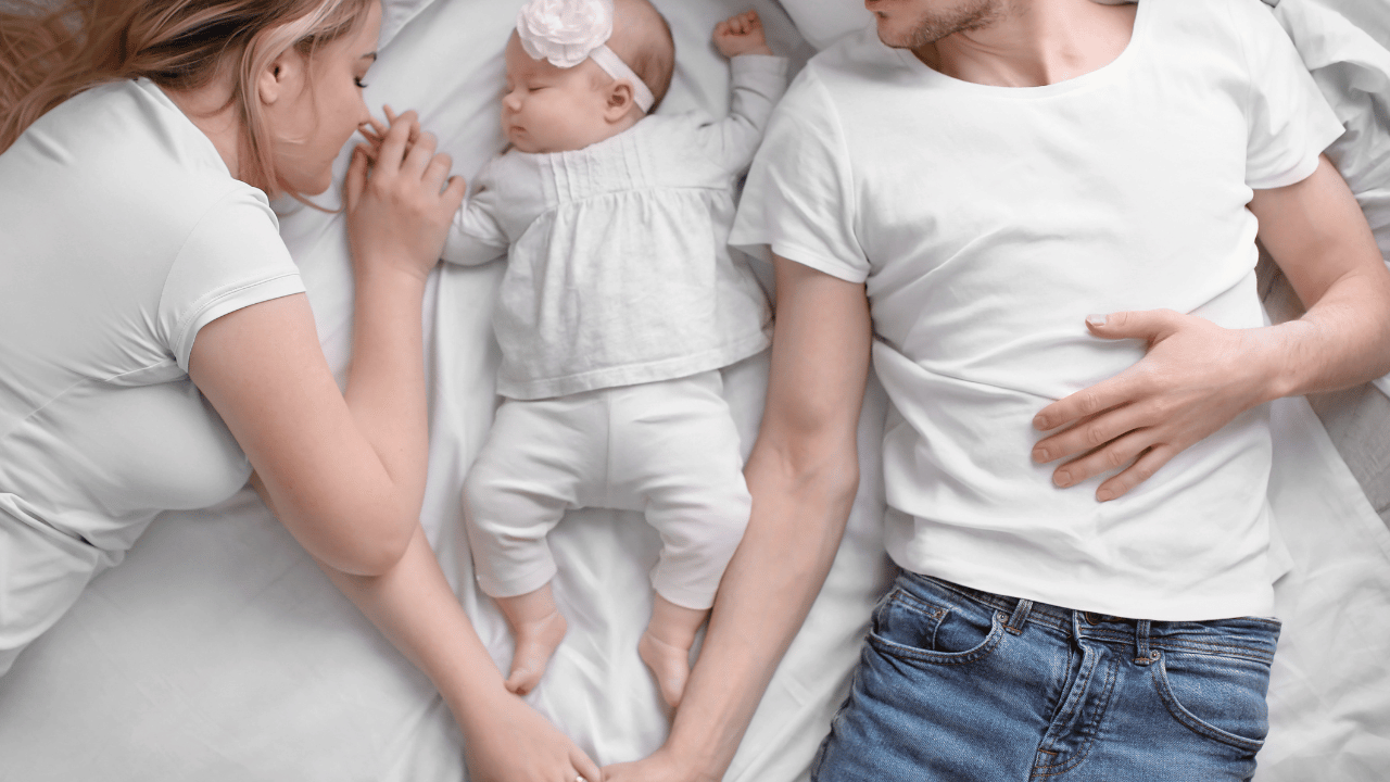parents and baby, co-sleeping