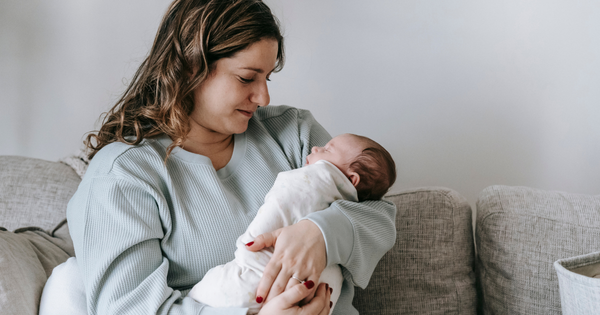 Mom holding baby