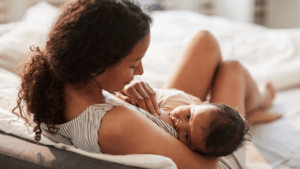 Mother holding her baby