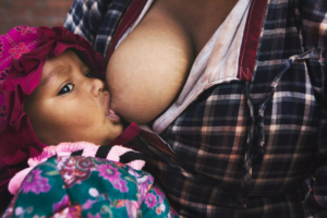 black baby breastfeeding